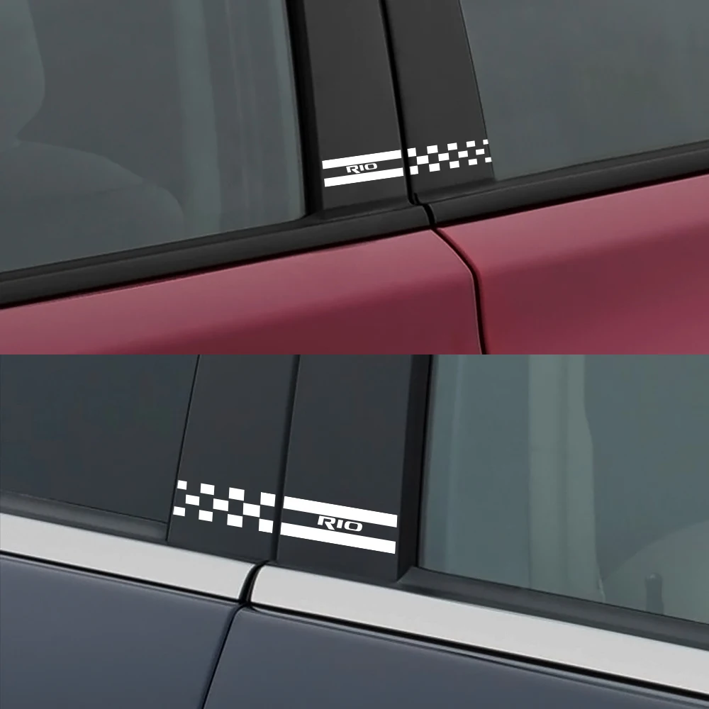 2PCS Auto Column Cover External Decorative Stickers For Kia Rio 3 4 K2 K3 X-Line Car Window B Pillars Trim Decal Car Accessories (5)