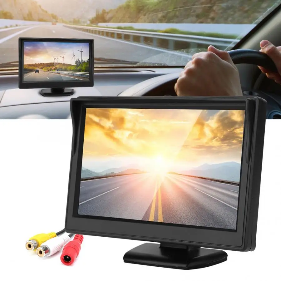 5 дюймов высокой четкости TFT lcd реверсивная Парковка водонепроницаемый монитор для автомобиля резервная камера