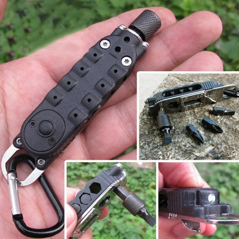 

Mini Multifunctional Keychain EDC Outdoor Camping Portable Stainless Steel Pocket Tools for Wilderness Survival