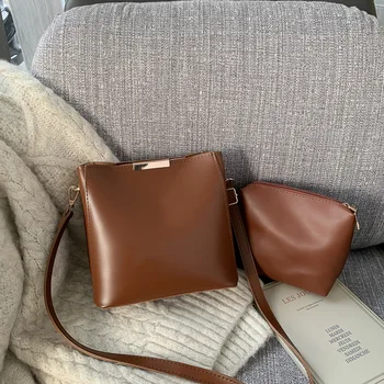 

Large Bucket Bag Women 2019 New Shoulder Bag Two-piece Bag Retro Messenger Bag Purses and Handbags Women Bag