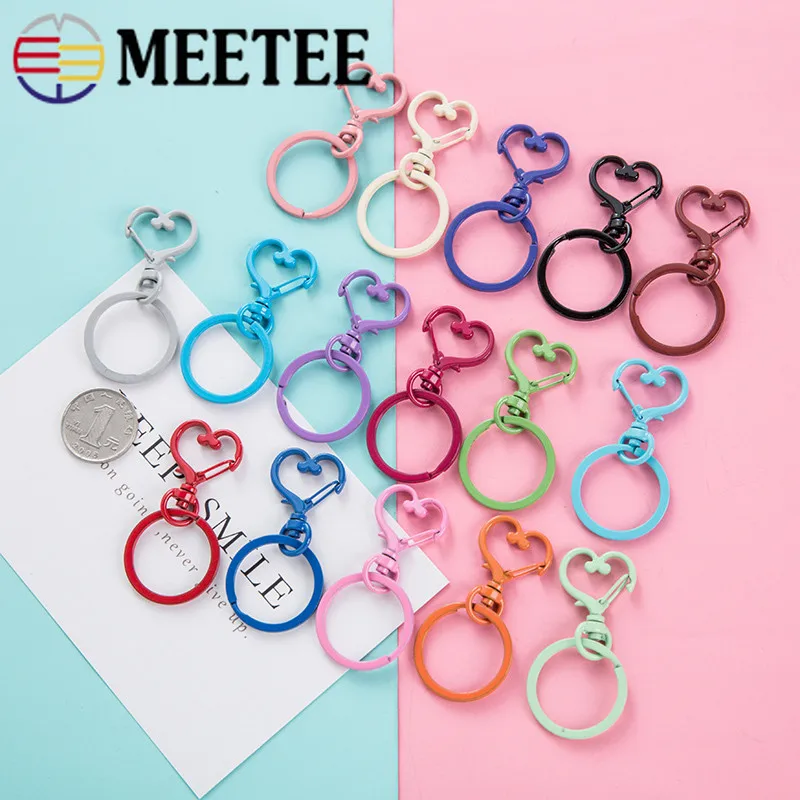 Meetee 10 шт. брелок в форме сердца с круглым кольцом, собачья Пряжка, ошейник для домашних животных, кнопка для самостоятельного изготовления ювелирных изделий, сумочки, кошелька, красочные украшения, аксессуары