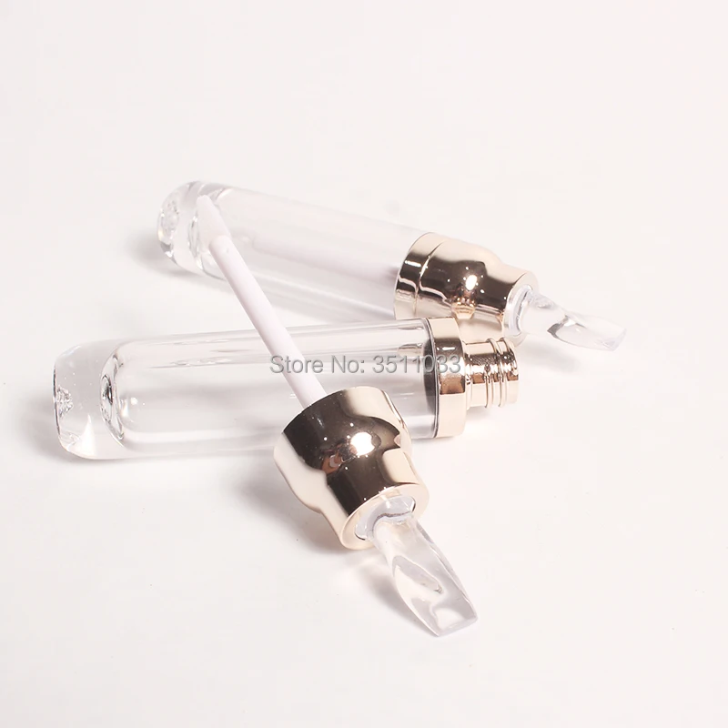 

8ml New Elegant Transparent Cosmetic Lip Gloss Tube Gold Lid Refillable Lip Makeup Container Liquid Lipsitck Oil Wands Tubes