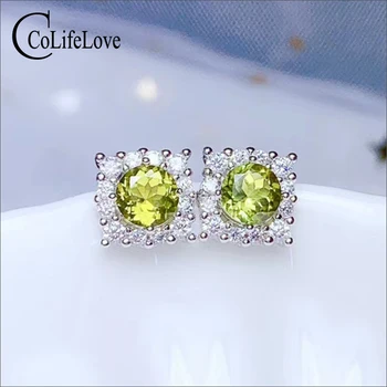 通販 CoLife ジュエリー 925 シルバーための少女 5 ミリメートル天然 VVS ペリドットイヤリングスターリングシルバージュエリー