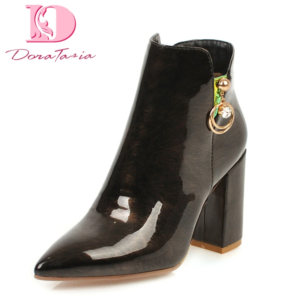

Doratasia 2020 Patent Sexy Big Size 43 Top Quality Pointed Toe Shoes Woman Boots Female High Heels Ankle Boots Women Shoes