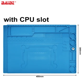 Best New 45x30mm ESD Heat Insulation Working Mat BGA Soldering Station Repair Pad With CPU Slot For IPhone Repairment 30pcs/lot