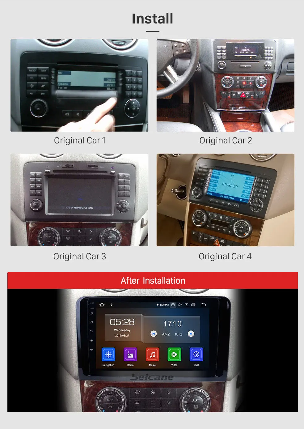 Clearance Seicane Android 9.0 IPS for 2005-2012 Mercedes Benz GL Class X164 GL350 GL420 GL450 GL500/ML CLASS W164 radio Car Unit Player 1