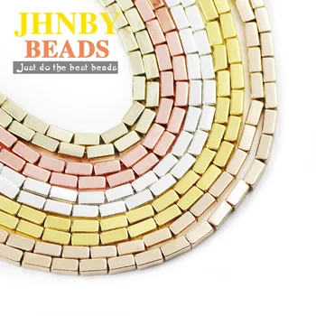 

JHNBY Gold Silverr 4x2mm Rectangle Hematite Natural Stone Spacer Loose Beads For Jewelry Making Diy bracelet necklace Findings