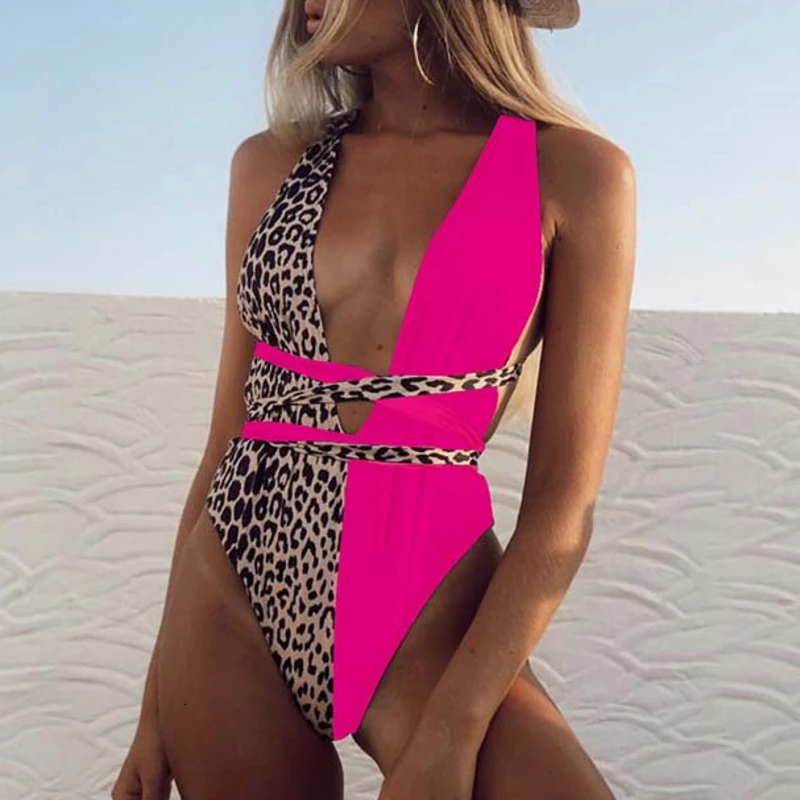womens leopard one piece swimsuit