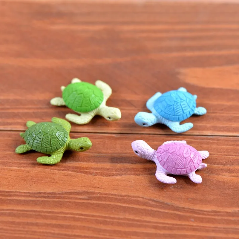 

1pcs 4 Colors Mini Turtle Models Cartoon Cute Anime Figure Green Plant Assembly Ornament DIY Materials Figma Gifts Children Toys