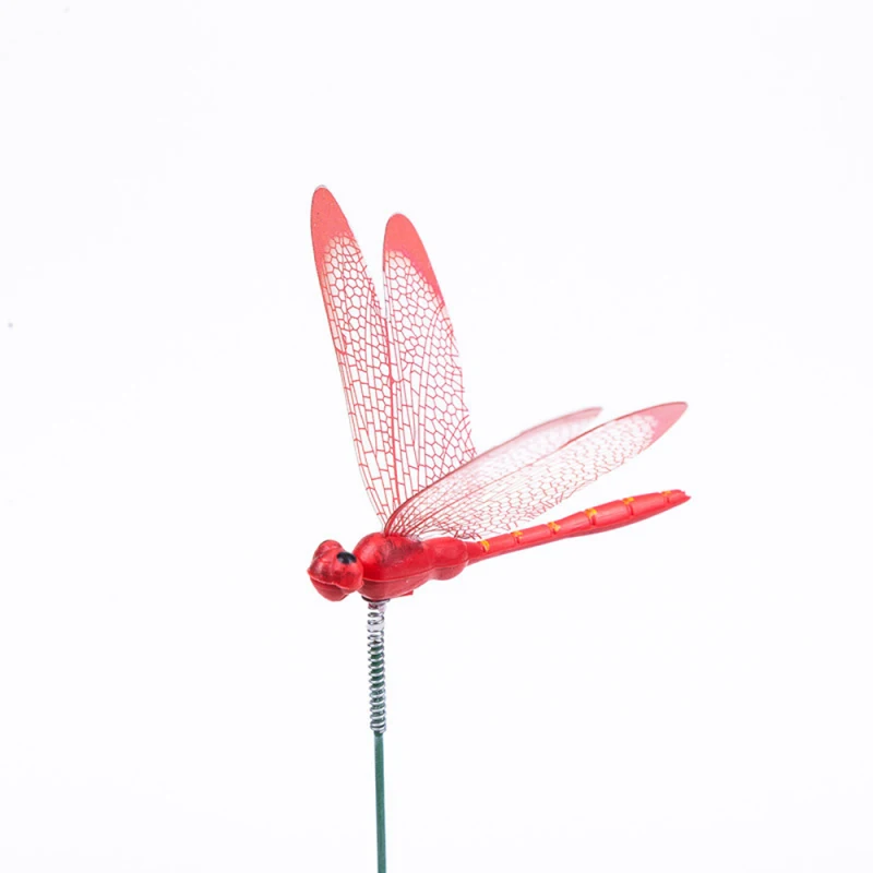 senlinlv 10PCS/Pack Artificial 3D Dragonfly Garden Decoration Outdoor Simulation Dragonfly Stakes Yard Plant Lawn Decor Stick 