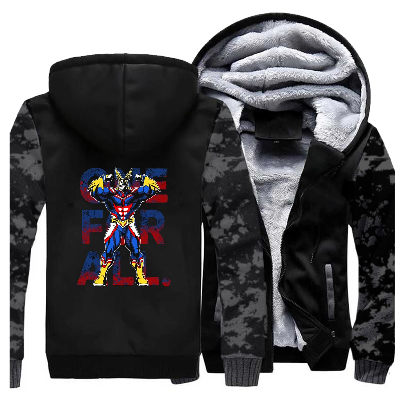 Япония Аниме толстые худи, толстовка из флиса All Might Deku пальто для мужчин My Hero Academy куртки зимние теплые One For All уличная одежда - Цвет: Vintage Gray