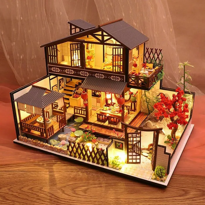 Горячие 3D деревянные кукольные домики древний город DIY Миниатюрная модель рождественские подарки игрушки для детей D6
