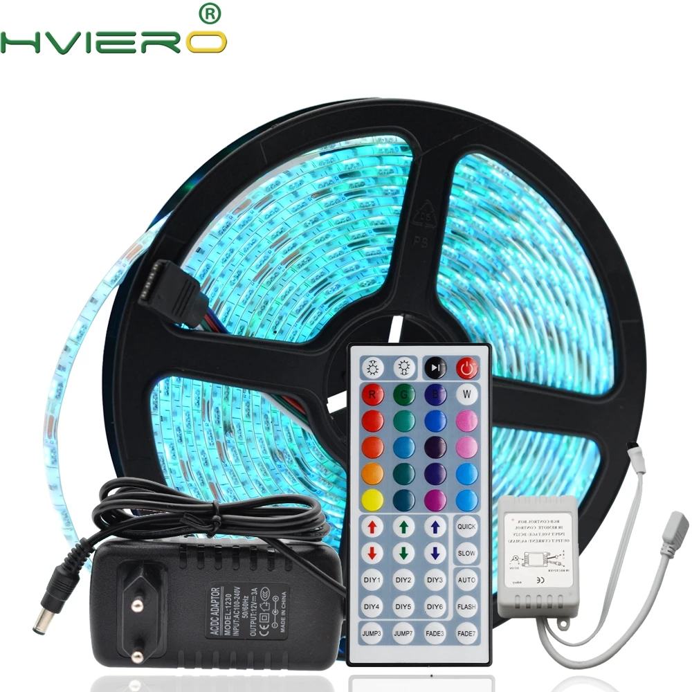 

5M RGB LED Strip 5050 Waterproof 60led/m Flexible LED Light DC 12V + IR Remote Controller + Power Adapter