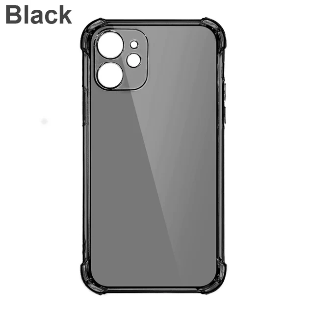 Thick Shockproof Silicone Phone Case on For iPhone 13 12 11 Pro Xs Max Camera Protection Case iPhone X Xr 6s 7 8 Plus Back Cover Black