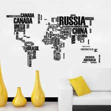 

Black World Travel Map Removable Letters Wall Stickers Living Room Home Decoration Creative Pvc Decal Mural Art DIY Wall Sticker