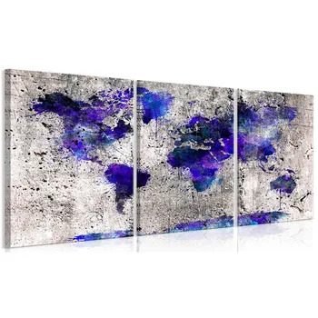 

Framed Ready To Hang Abstract Blue Map Canvas Wall Picture Decorative Living Room Print Poster Modern Home Decoration Art