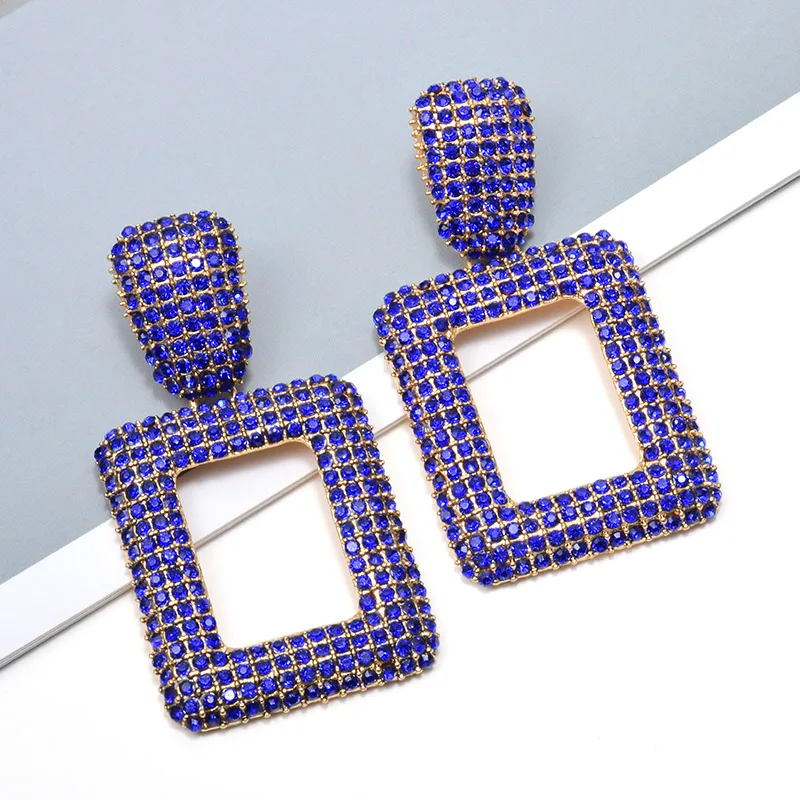 Висячие геометрические металлические висячие серьги шипованные с полными Разноцветные кристаллы ювелирные изделия аксессуары для женщин