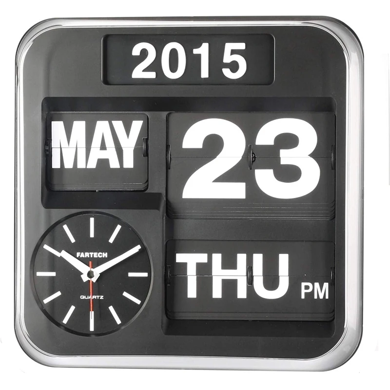 Большие Ретро Флип настенные часы современный дизайн авто флип Страница вниз часы 3D украшение календарь часы настенные часы домашний декор 17 дюймов