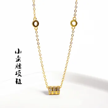 

s925 sterling silver necklace INS temperament female cylindrical collarbone necklace