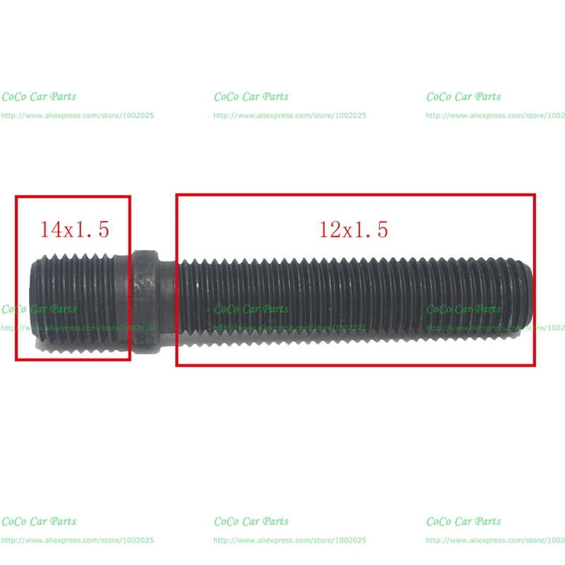 10 шт. 14x1,5 до 12x1,5 шпилька крепления колеса преобразования 62 мм высокие болты для стержней