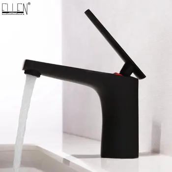 

Black Bathroom Faucet Hot Cold Water Mixer Bath Basin Sink Faucets Deck Mounted Single Hole Single Handle ELK1119
