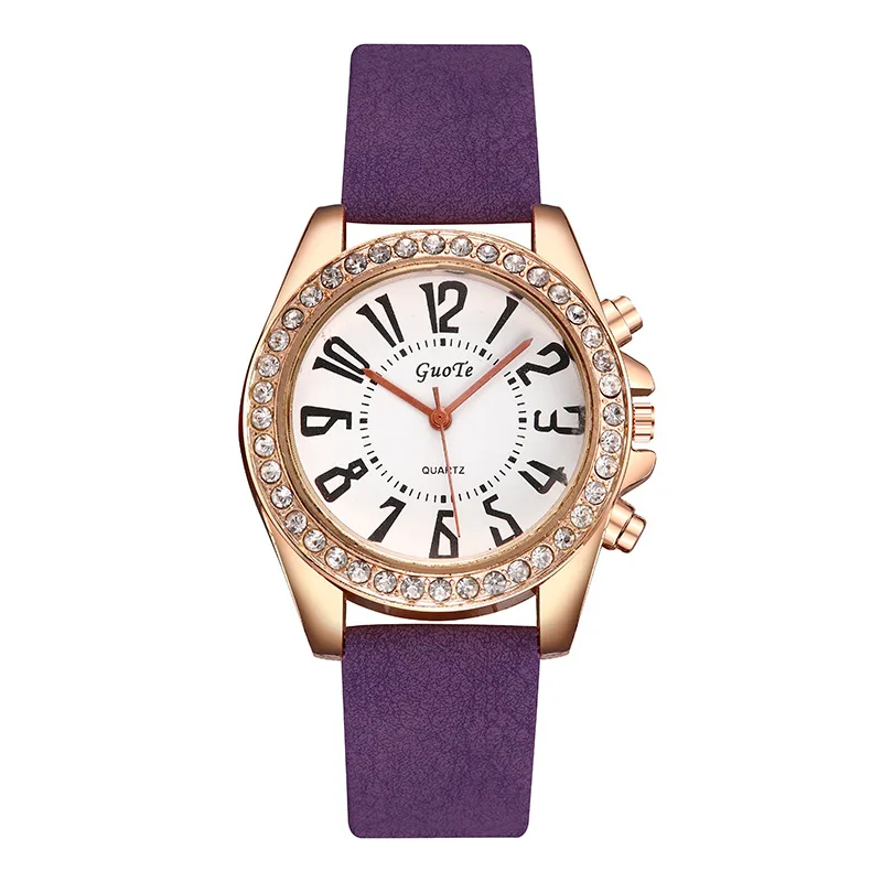 

New Style guote Diamond Set Black And White with Pattern with Numbers Measuring Leather Belt Ladies' Watch Rhinestone Quartz Wat