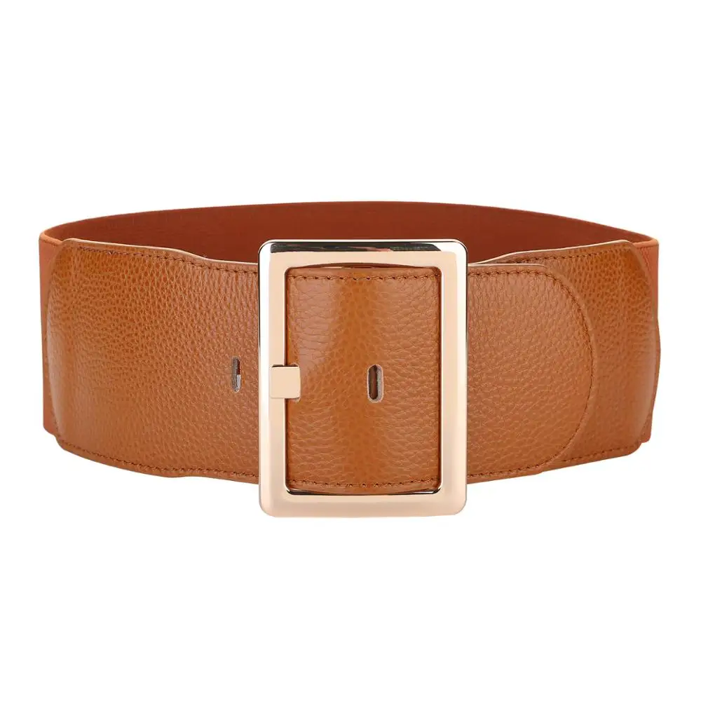 style 2 brown color Женские Модные эластичные пояса, Золотое женское платье, корсеты, Воловья кожа, широкий пояс, растягивающиеся ремни, украшение, широкие пояса - Цвет: style 2 brown color