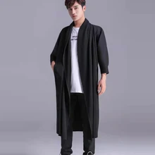 Мужской Длинный плащ, осенняя японская мода, Красивая свободная куртка, ветрозащитная и теплая мужская куртка