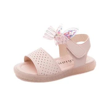 

Kids Shoes Leather Sandals Open Toe Children Beach Shoes Soft Bottom Sweet Baby Princess Shoes with Bow Roman Style SY115