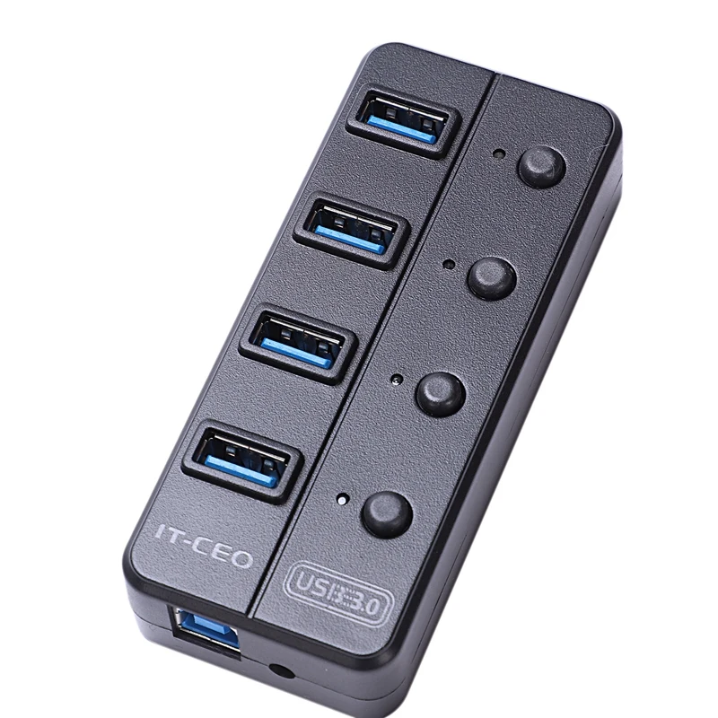 Мульти USB 3,0 концентратор 4 порта Высокоскоростной тонкий компактный расширительный смарт-разветвитель ВКЛ/ВЫКЛ