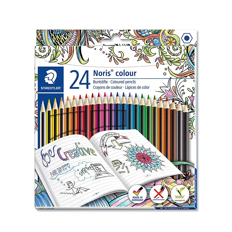 Staedtler Noris WOPEX colour 185 C12 Colouring Pencil Cardboard Wallet of 12 Assorted Colours