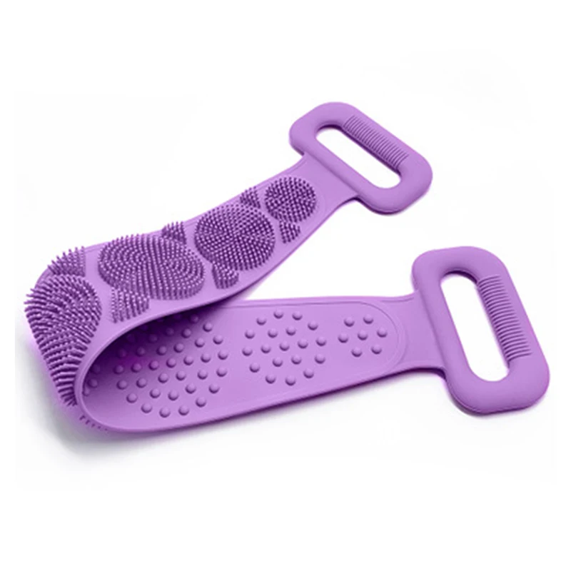 Body Wash Silicone Body Scrubber Belt Double Side Shower Exfoliating Belt Removes Bath Towel WWO66 - Цвет: Purple
