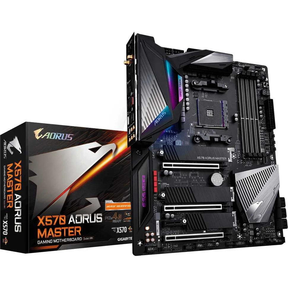 Материнская плата Gigabyte X570 AORUS MASTER Soc-AM4 AMD X570 4xDDR4 ATX AC`97 8ch(7.1) 2xGgE RAID