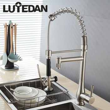 

Lutedan Kitchen Faucet Deck Mounted Mixer Tap 360 Degree Rotation Stream Sprayer Nozzle Kitchen Sink Hot And Cold Taps