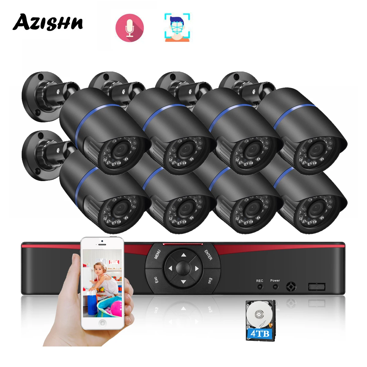 H.265 8CH 5.0MP Face Detection POE NVR Kit Security Camera System Audio IP Camera outdoor IP66 CCTV Video Surveillance Set