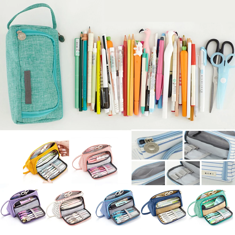Большой емкости Пенал для карандаша ручки держатель сумки кисета средней школы