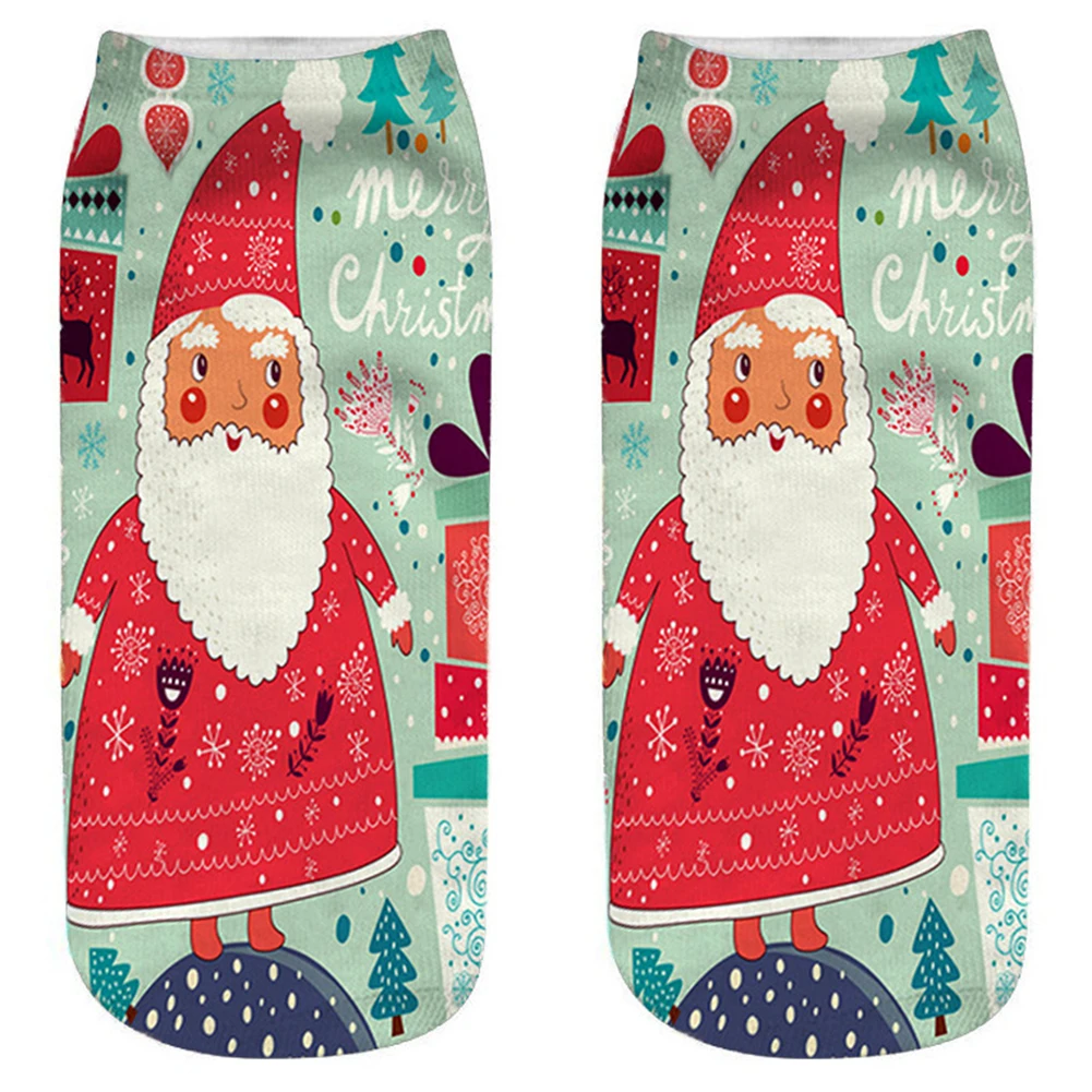 Забавные носки на год с изображением оленя Санта Клауса; подарок; милый Рождественский снеговик с 3D-принтом