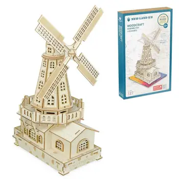 

wooden 3D building model toy puzzle woodcraft construction kit wood holland windmill Netherland Dutch architecture build 1pc