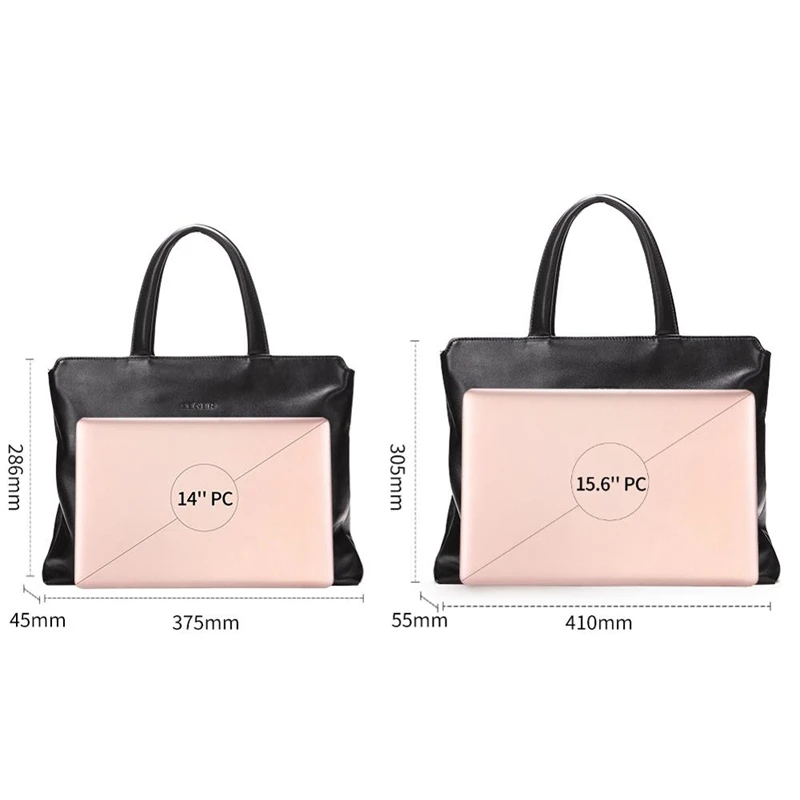 FEGER Men's Genuine Leather Handbag Laptop Briefcase Slim Business Hand Bag Brand Men Shoulder Bag Male Handbags Bags Black