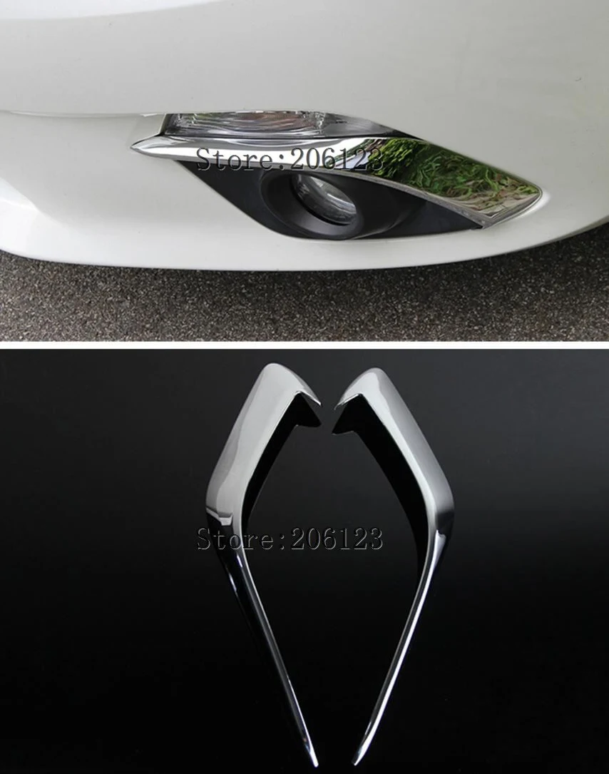 

For Mazda 3 BM Axela 2014 2015 2016 Chrome Front Fog Light Lamp Cover Trim Foglight Garnish Strip Bumper Eyebrow Eyelid Molding