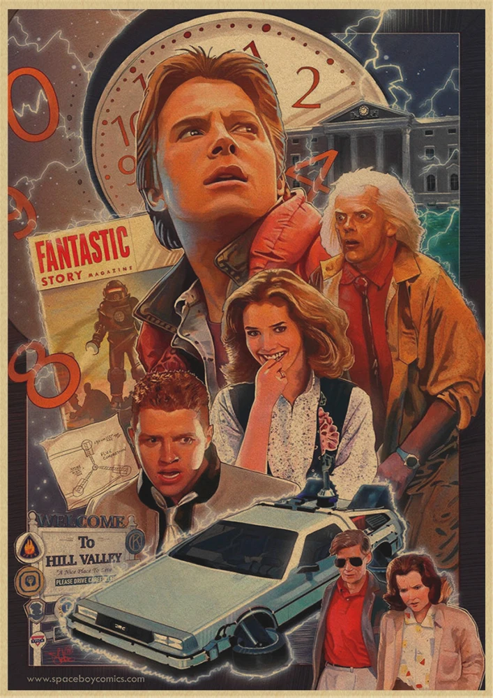 Classic Sci-fi Movie Back to The Future Retro Kraft Poster Wall Sticker Home Bar Art Posters Decor