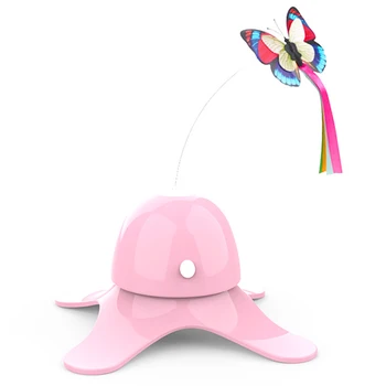 

Electric Rotating Colorful Butterfly Funny Dog Cat Toys Pet Teaser Wand Toy for Cat Kitten Dog Cats ligence Trainning-Pink
