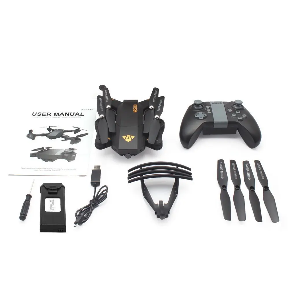 

VISUO XS809HW 2.4G Foldable FPV Selfie Drone RC Quadcopter with 0.3MP/720P Wide Angle Camera Altitude Hold With Batteries