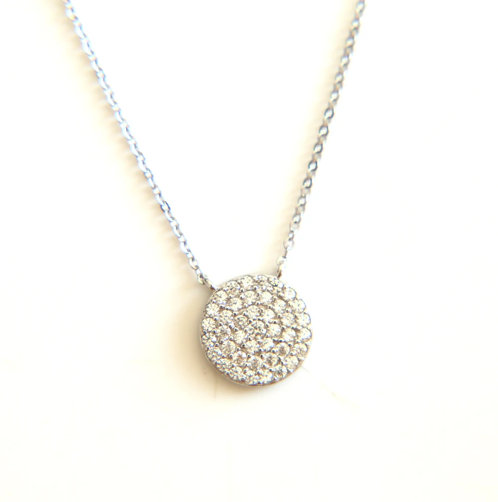 Женское ожерелье из серебра 925 пробы с фианитом|women necklace|round pendantnecklace women necklace |