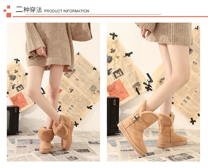 New Winter Women Plush Warm Snow Boots Sequins Rabbit Hair Ankle Boots Thicken Cotton Boots Shoes Zapatos De Mujer Botas
