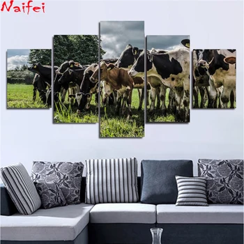

Diamond Embroidery Animal Cow Farm Full Square Round diamond painting 5D diy 5 piece Mosaic Needlework Animal home Decor