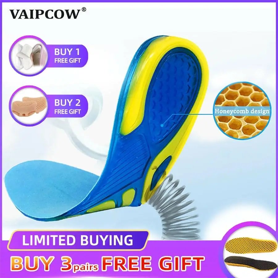 VAIPCOW ортопедические силиконовые гелевые спортивные стельки ортопедические подушки уход за ногами стабильность поддерживает пятку для большего комфорта обуви подошва
