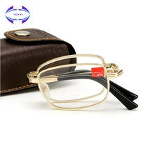 VCKA складные очки для чтения UV400 Золотая двойная линия светильник Титан сплав Для женщин Для мужчин очки диоптрий+ 1,0 1,5 2,0 2,5 3,0 3,5 4,0