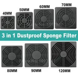 Gdstime PC housse 3 en 1 anti poussière éponge filtre maille 40mm 50mm 60mm 70mm 80mm 90mm 120mm en option 