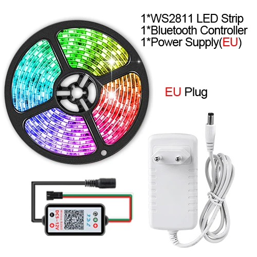 12 В WS2811 5050SMD RGB Светодиодные полосы Bluetooth приложение управляемая умная лента Диодная лента пиксели программируемые индивидуальные адресуемые - Испускаемый цвет: strip bluetooth EU